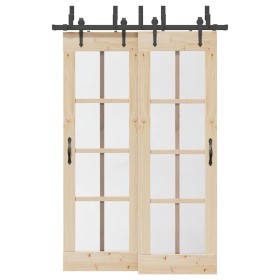 Kit de herrajes para puertas correderas acero negro 152,5