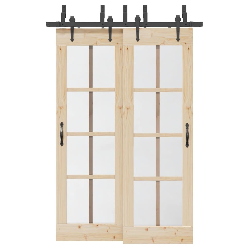 Kit de herrajes para puertas correderas acero negro 152,5