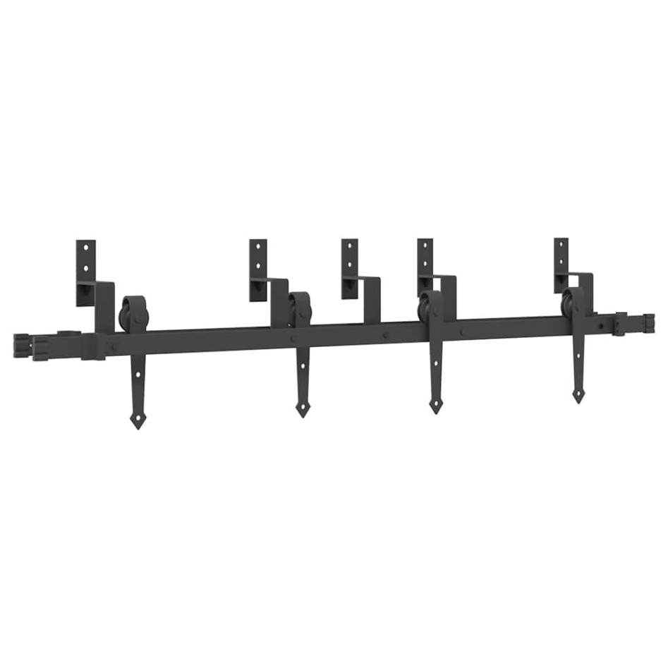 Kit de herrajes para puertas correderas acero negro 152,5