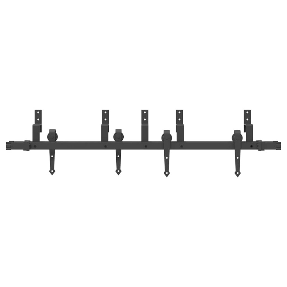 Kit de herrajes para puertas correderas acero negro 152,5