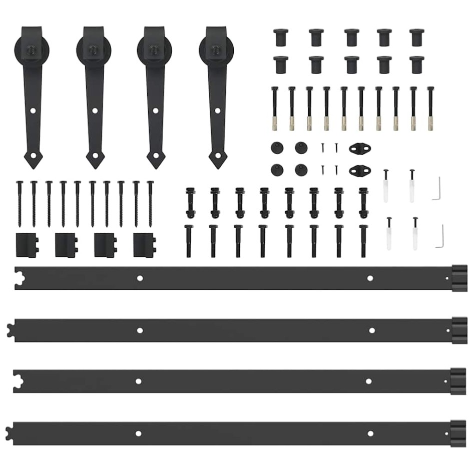 Kit de herrajes para puertas correderas acero negro 152,5