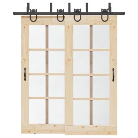 Kit de herrajes para puertas correderas acero negro 200