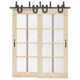 Kit de herrajes para puertas correderas acero negro 183