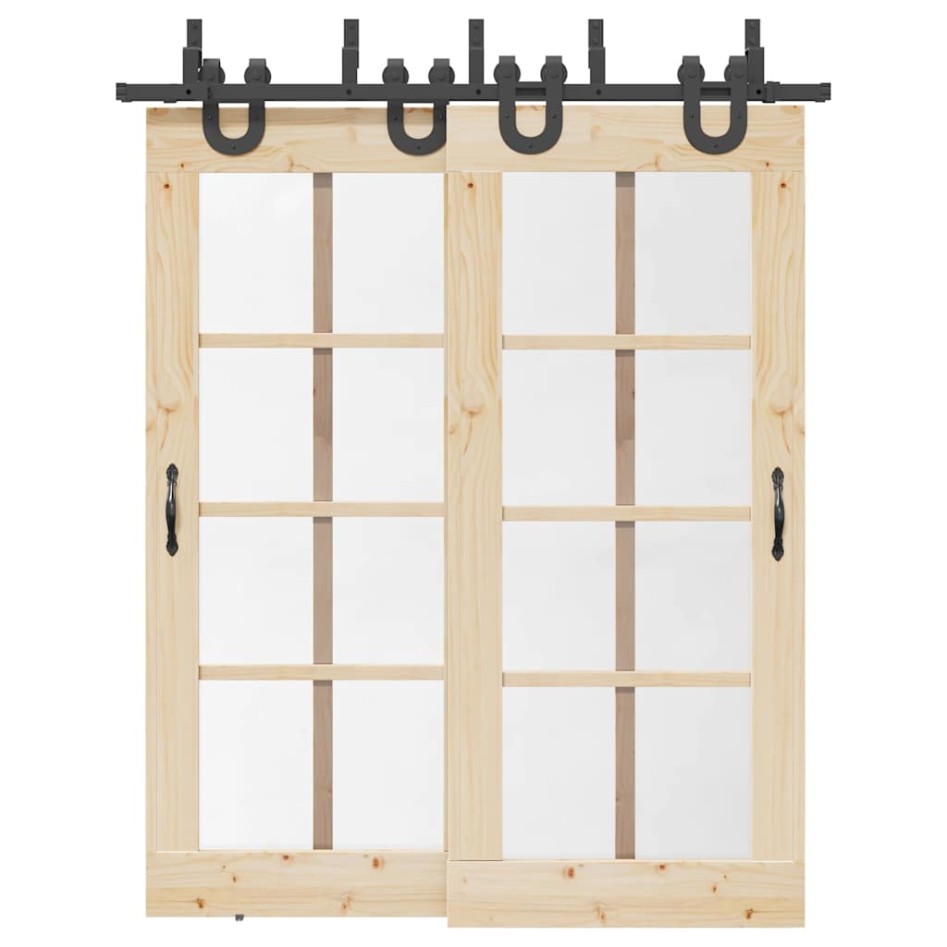 Kit de herrajes para puertas correderas acero negro 183