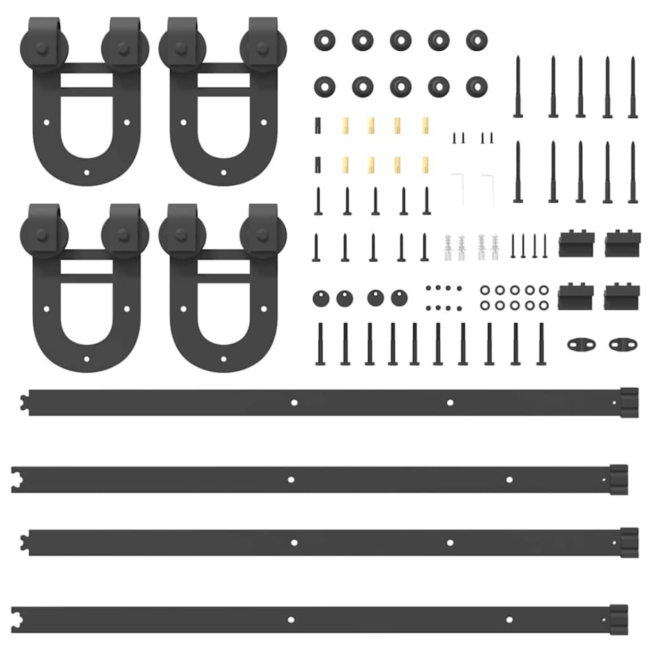Kit de herrajes para puertas correderas acero negro 183