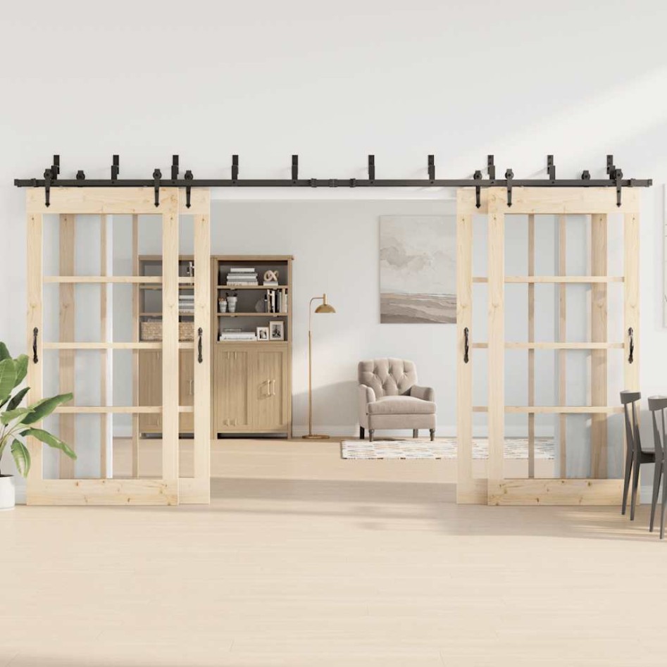 Kit de herrajes para puertas correderas acero negro 427