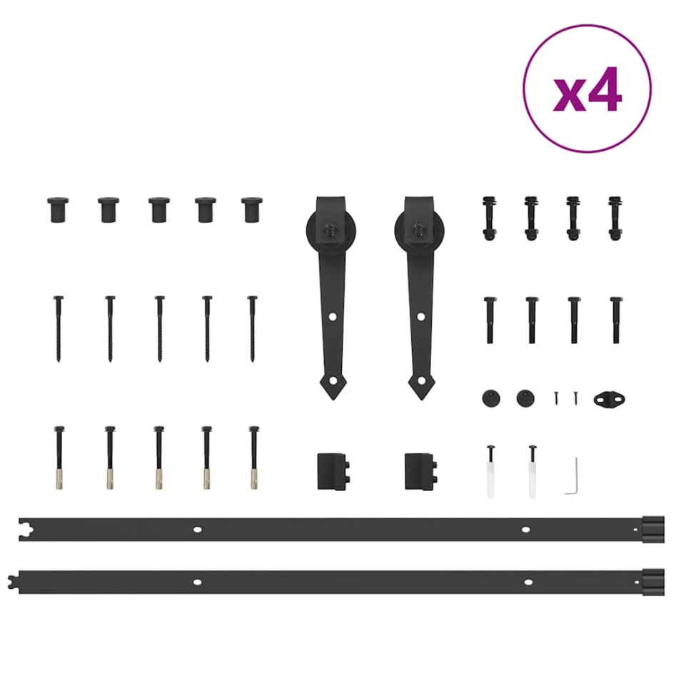 Kit de herrajes para puertas correderas acero negro 427