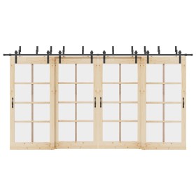 Kit de herrajes para puertas correderas acero negro 427