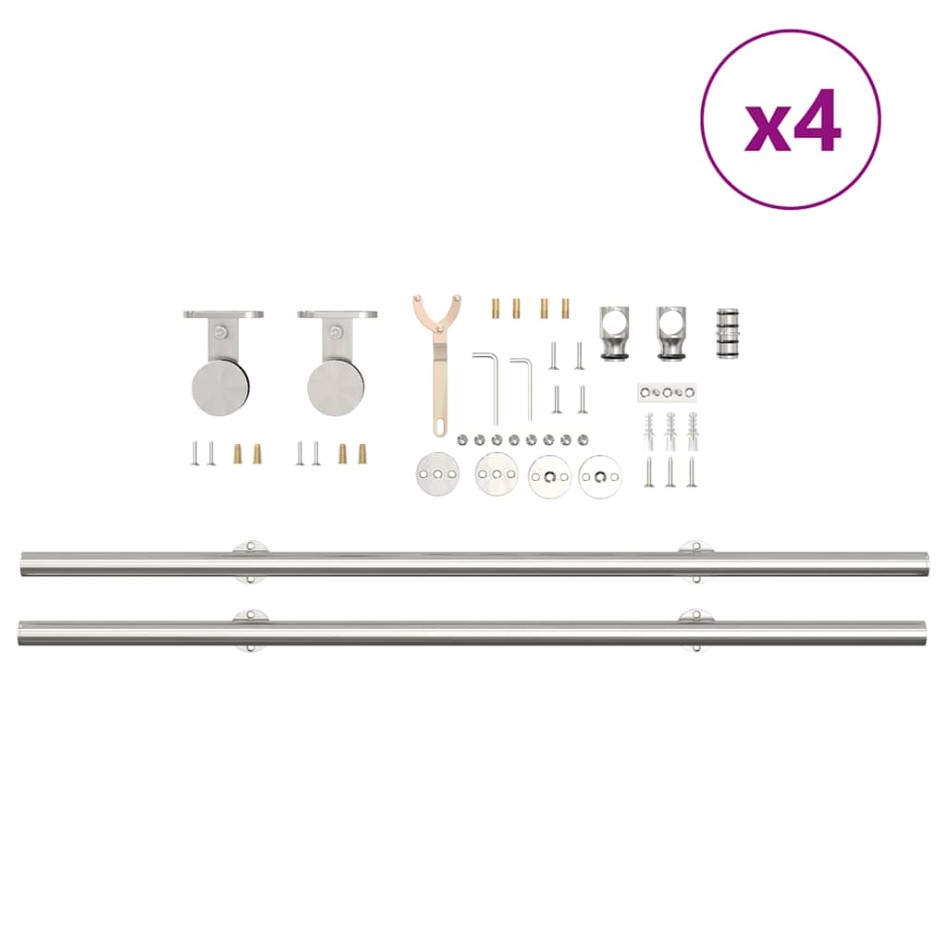 Kit de herrajes para puerta corredera 366 cm acero