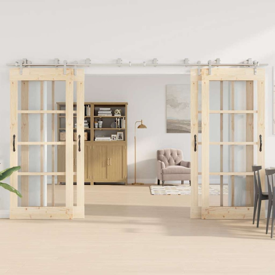 Kit de herrajes para puerta corredera 366 cm acero