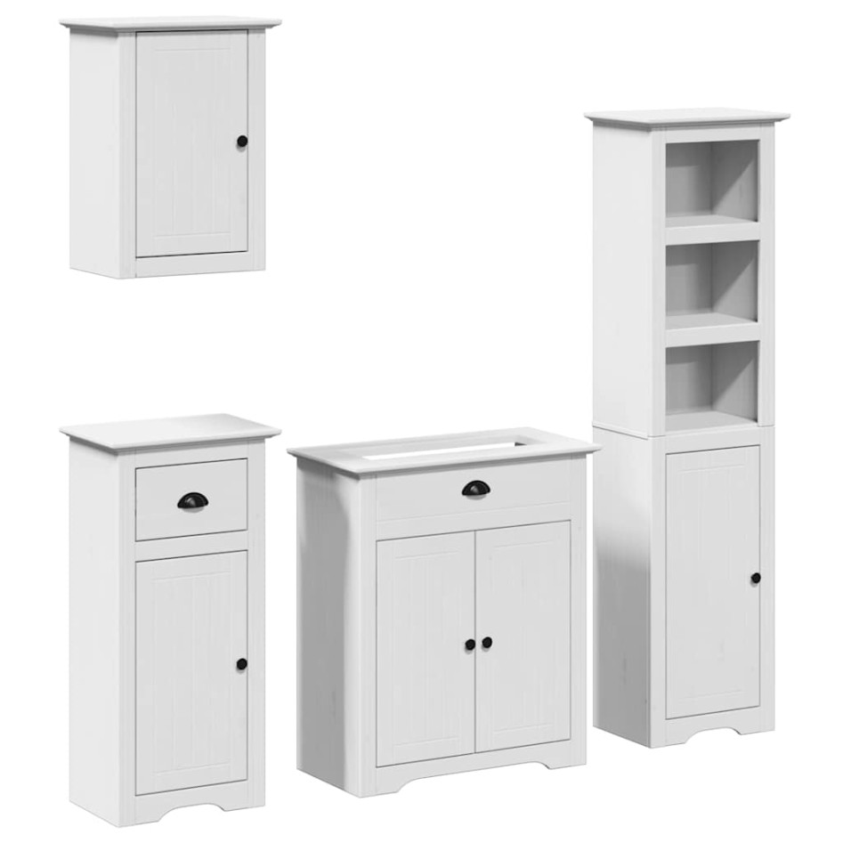 Juego de muebles de baño BODO 4 pzas madera maciza pino