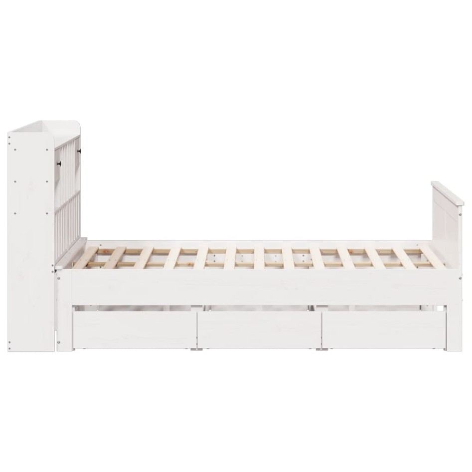 Cama con estantería sin colchón madera maciza blanca 140x190