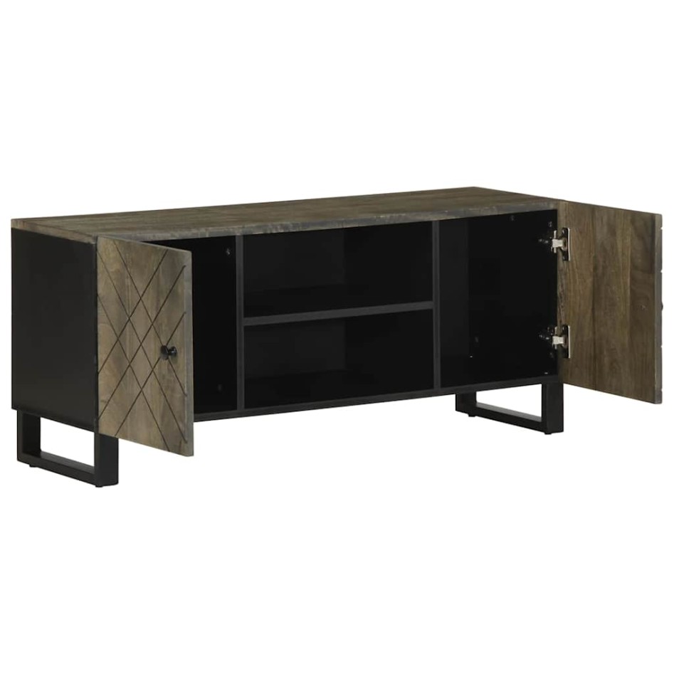 Mueble de TV madera maciza de mango negro 105x33x46
