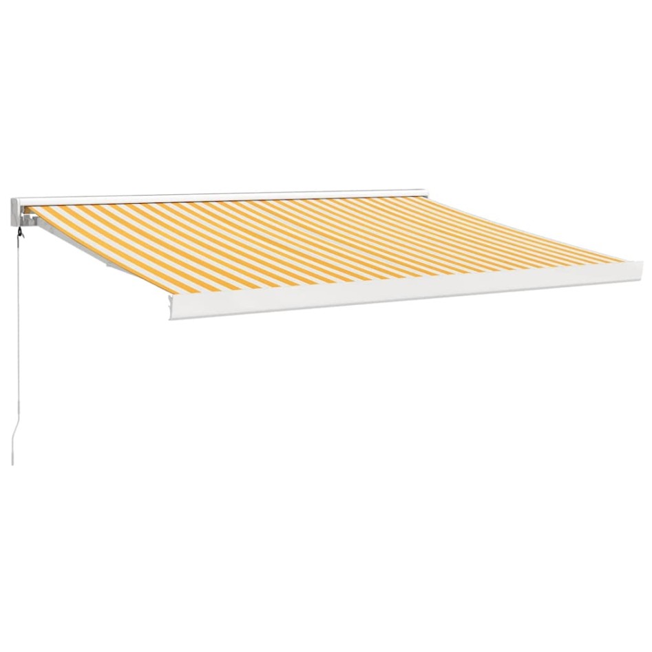Toldo retráctil aluminio y tela blanco y amarillo 3x2,5