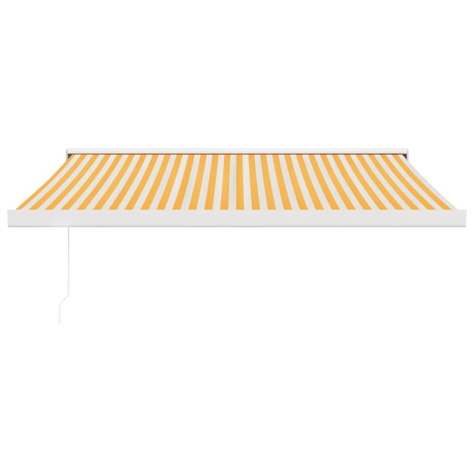 Toldo retráctil aluminio y tela blanco y amarillo 3x2,5