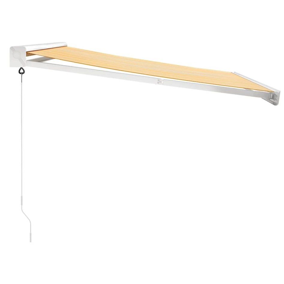 Toldo retráctil aluminio y tela blanco y amarillo 3x2,5