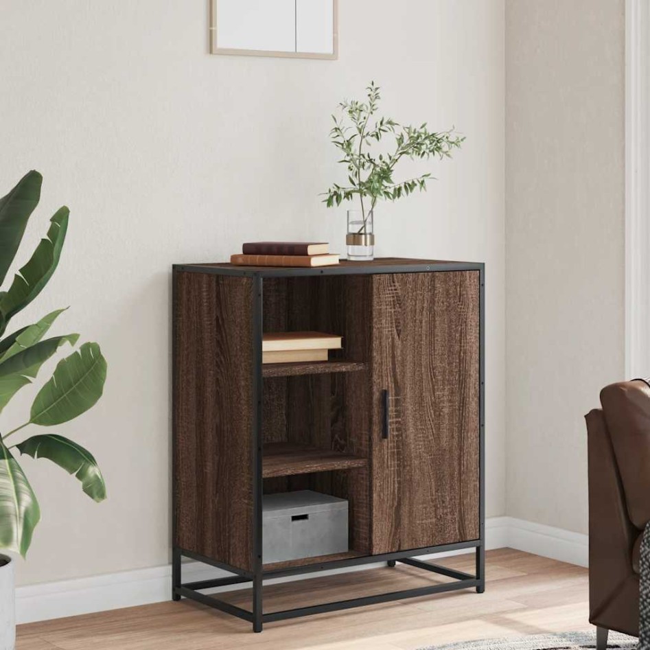 Aparador de madera de ingeniería roble marrón 62x35x76