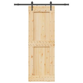 Puerta corredera con herrajes madera maciza de pino 80x210