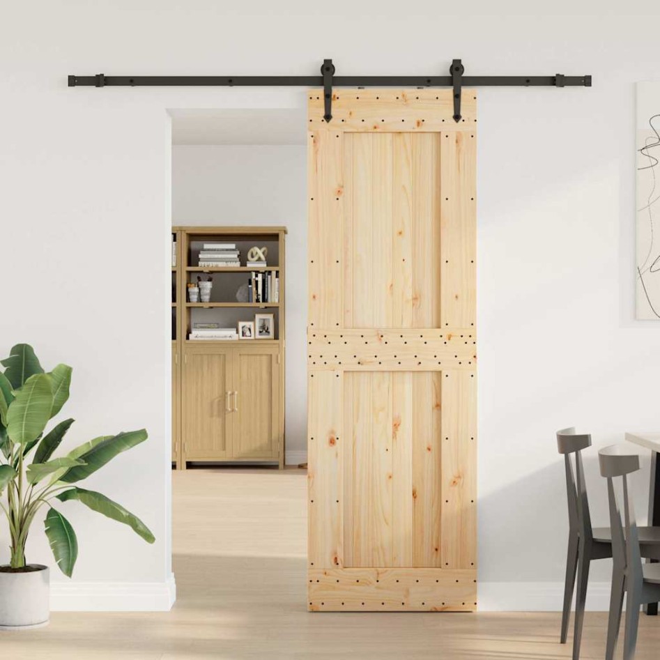 Puerta corredera con herrajes madera maciza de pino 70x210