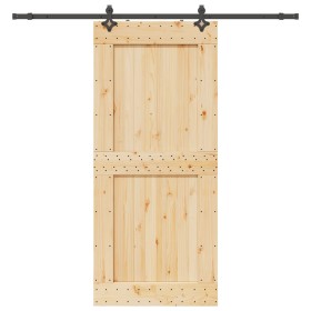 Puerta corredera con herrajes madera maciza de pino 100x210