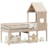 Cama alta con techo madera maciza de pino 80x200