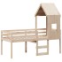Cama alta con techo madera maciza de pino 80x200