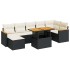 Set sofás jardín y cojines 8 pzas ratán sintético acacia