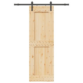 Puerta corredera con herrajes madera maciza de pino 70x210