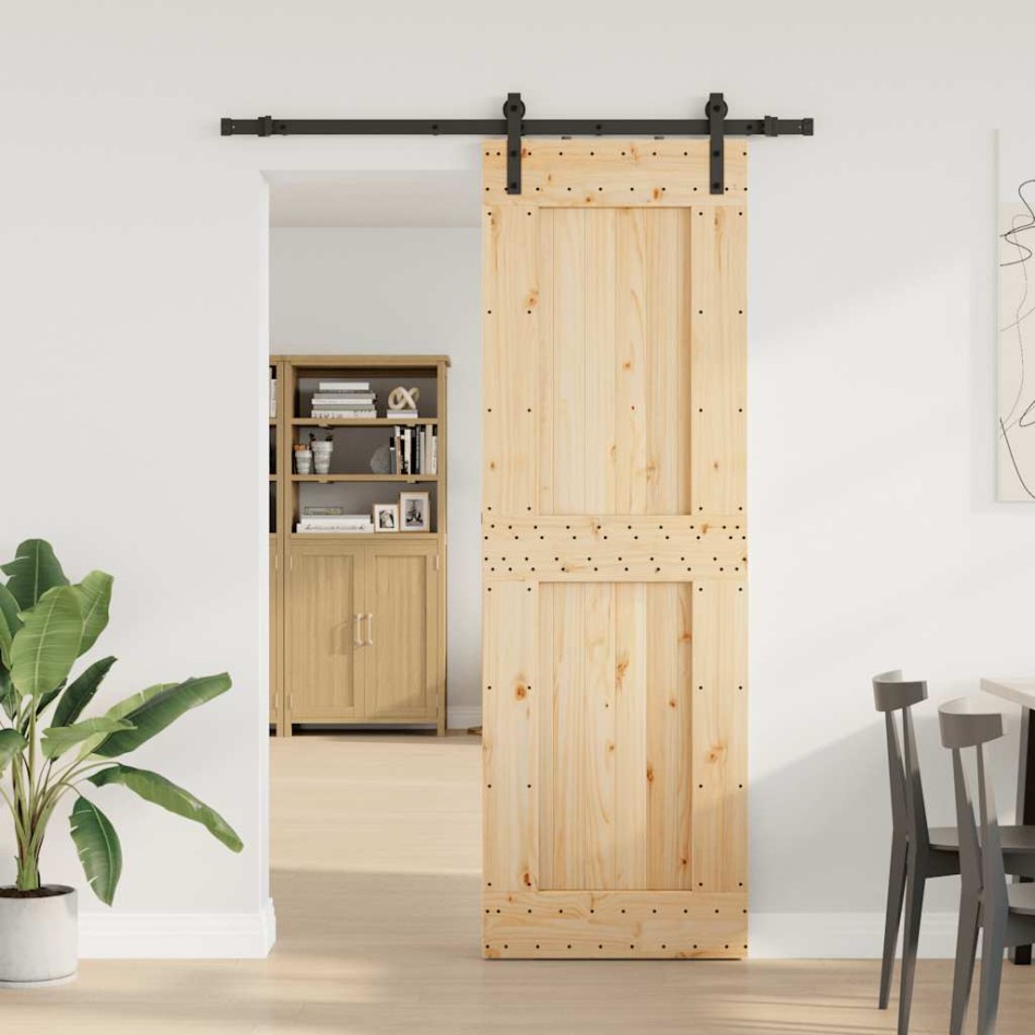 Puerta corredera con herrajes madera maciza de pino 70x210
