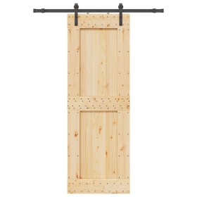 Puerta corredera con herrajes madera maciza de pino 85x210