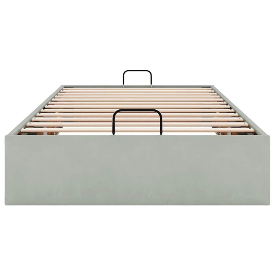 Estructura de cama otomana sin colchón terciopelo gris