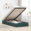 Estructura de cama otomana sin colchón terciopelo verde oscuro