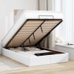 Estructura cama otomana colchón cuero sintético blanco