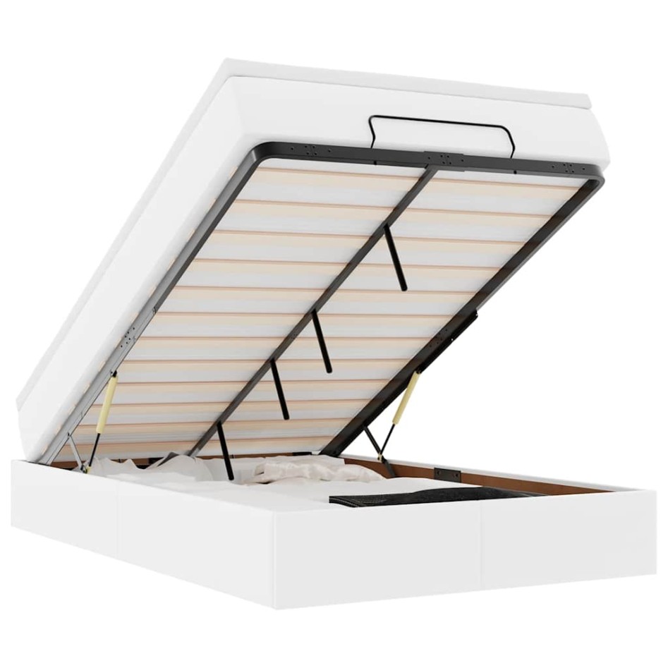 Estructura cama otomana colchón cuero sintético