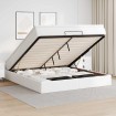 Estructura cama otomana colchón cuero sintético blanco