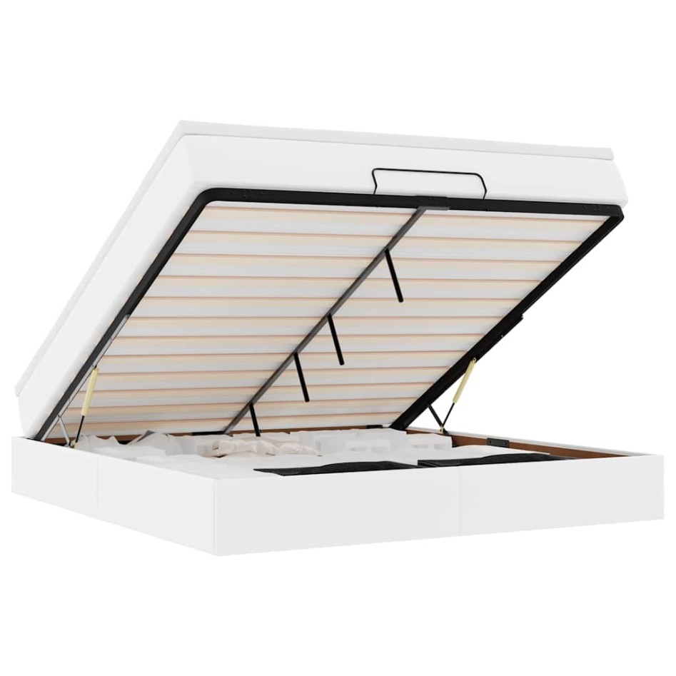 Estructura cama otomana colchón cuero sintético