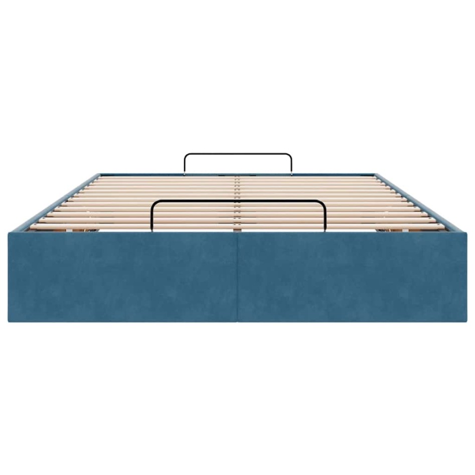 Estructura de cama otomana sin colchón terciopelo azul