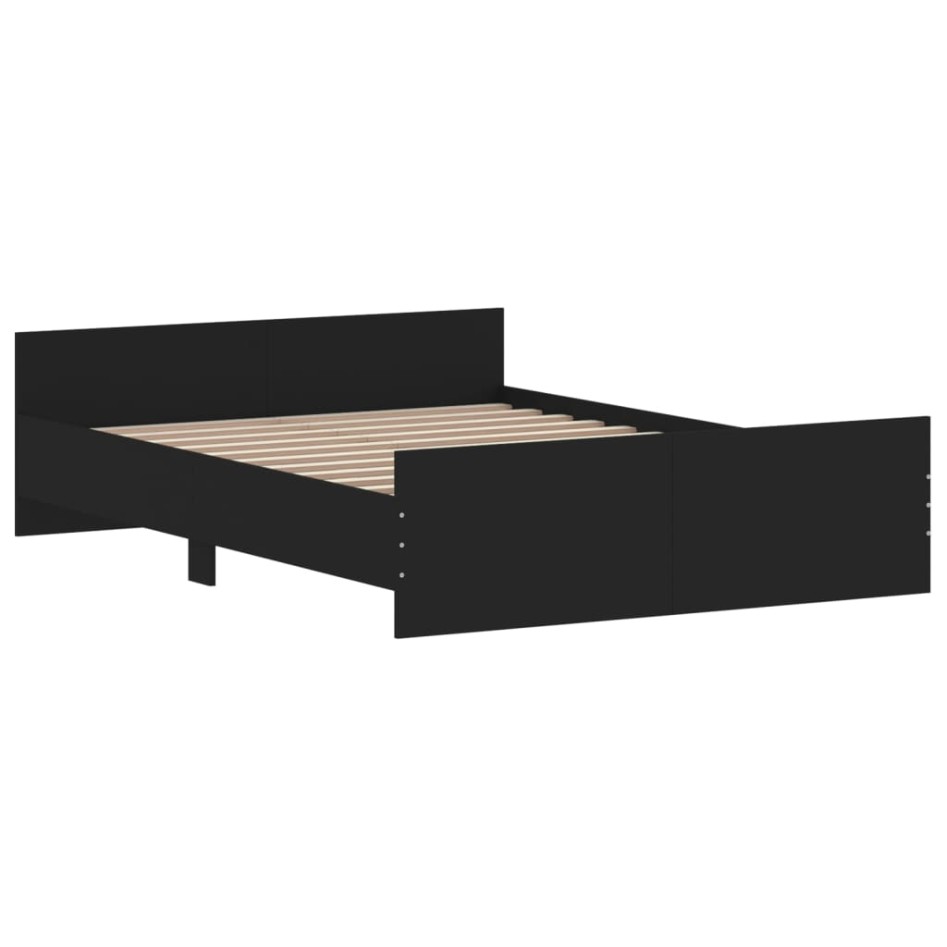 Estructura de cama con cabecero y piecero negro 140x190