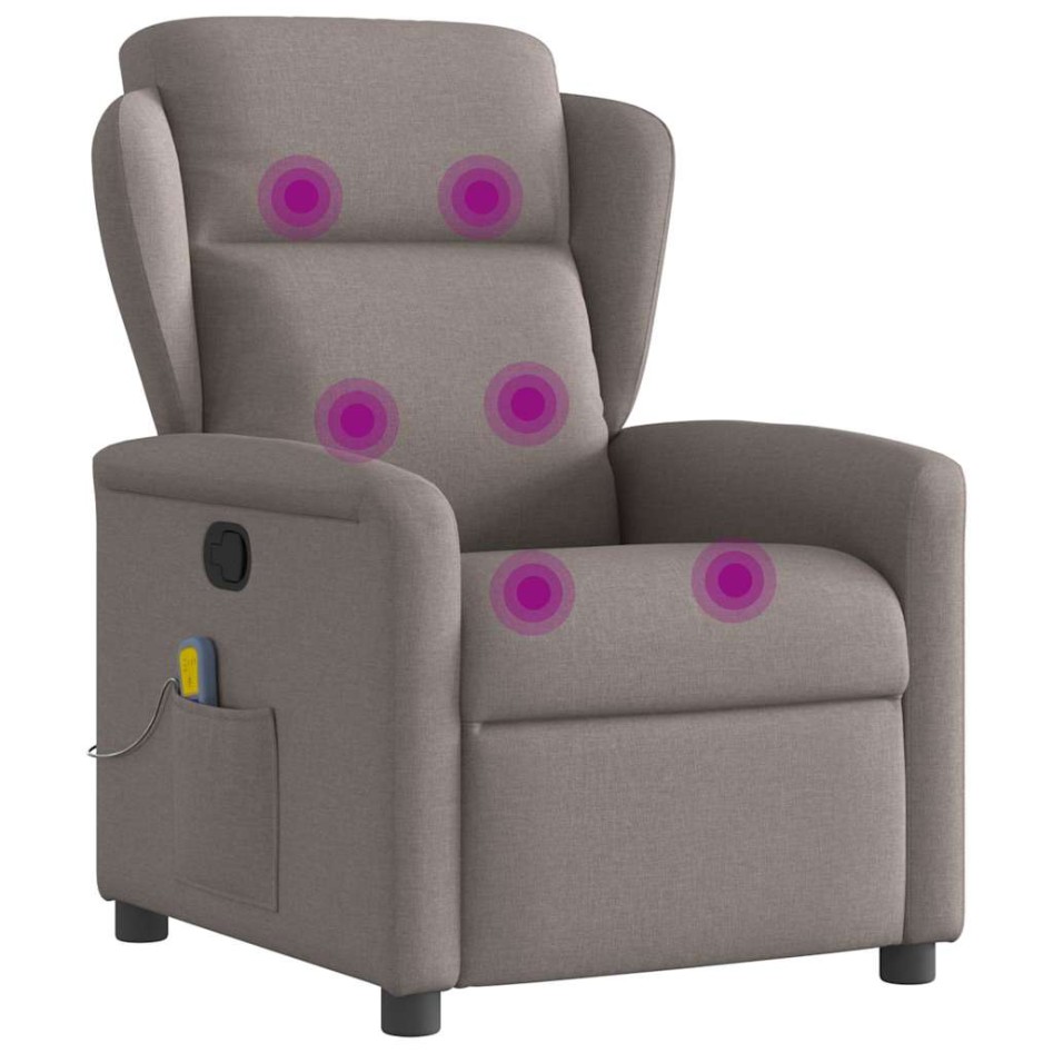 Sillón de masaje reclinable de tela gris