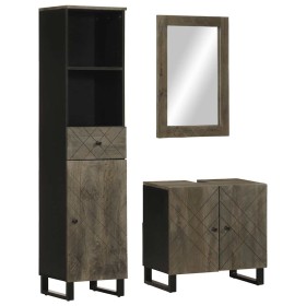 Conjunto de muebles de baño 3 piezas madera maciza mango