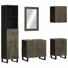 Conjunto de muebles de baño 5 piezas madera maciza mango