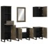 Conjunto de muebles de baño 5 piezas madera maciza mango
