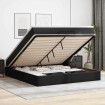 Estructura cama otomana colchón cuero sintético negro 180x200cm