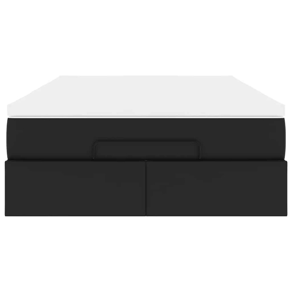 Estructura cama otomana colchón cuero sintético negro