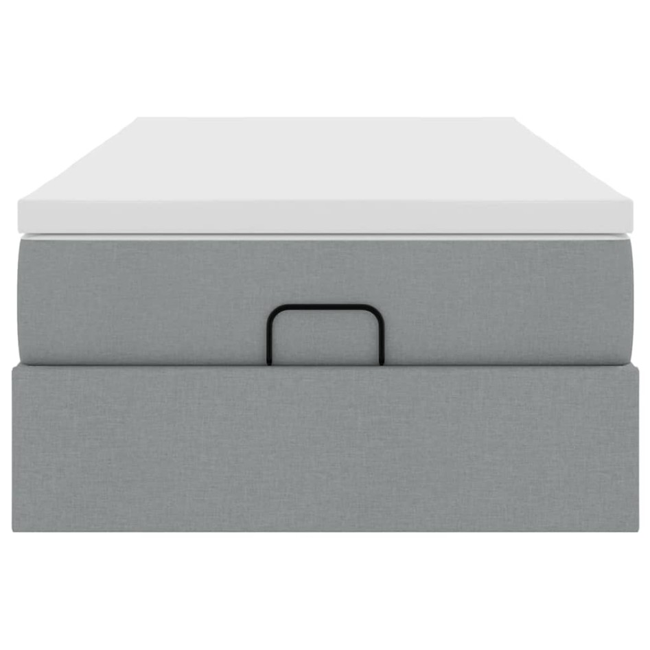 Estructura de cama otomana con colchón tela gris claro