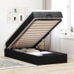 Estructura de cama otomana con colchón tela negra 80x200cm