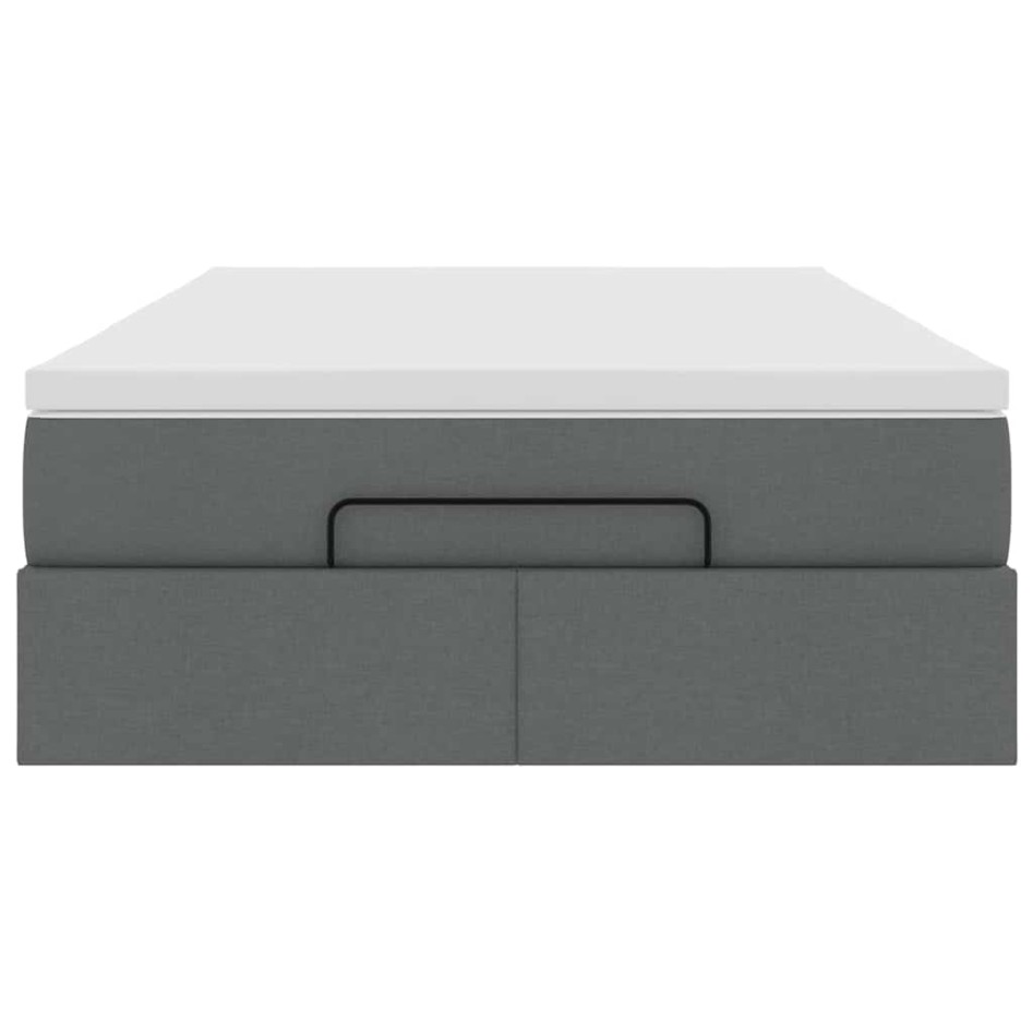 Estructura cama otomana colchón tela gris oscuro