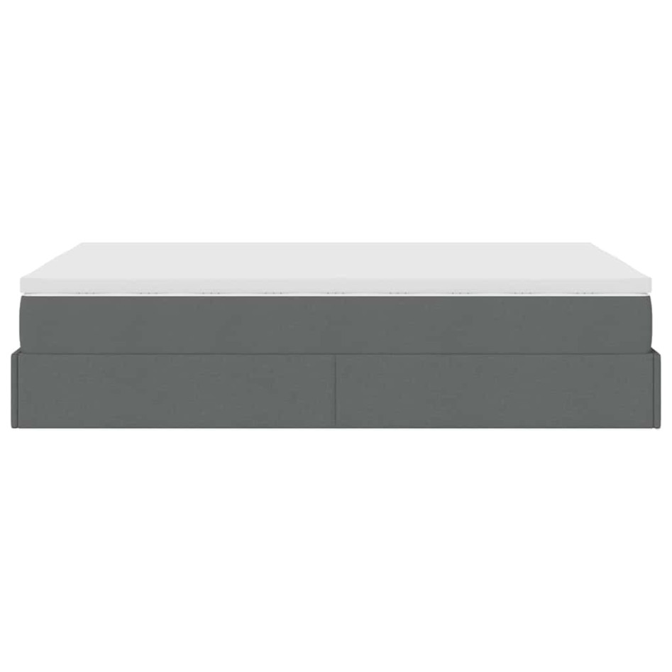 Estructura cama otomana colchón tela gris oscuro