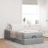Estructura cama otomana con colchón tela gris claro