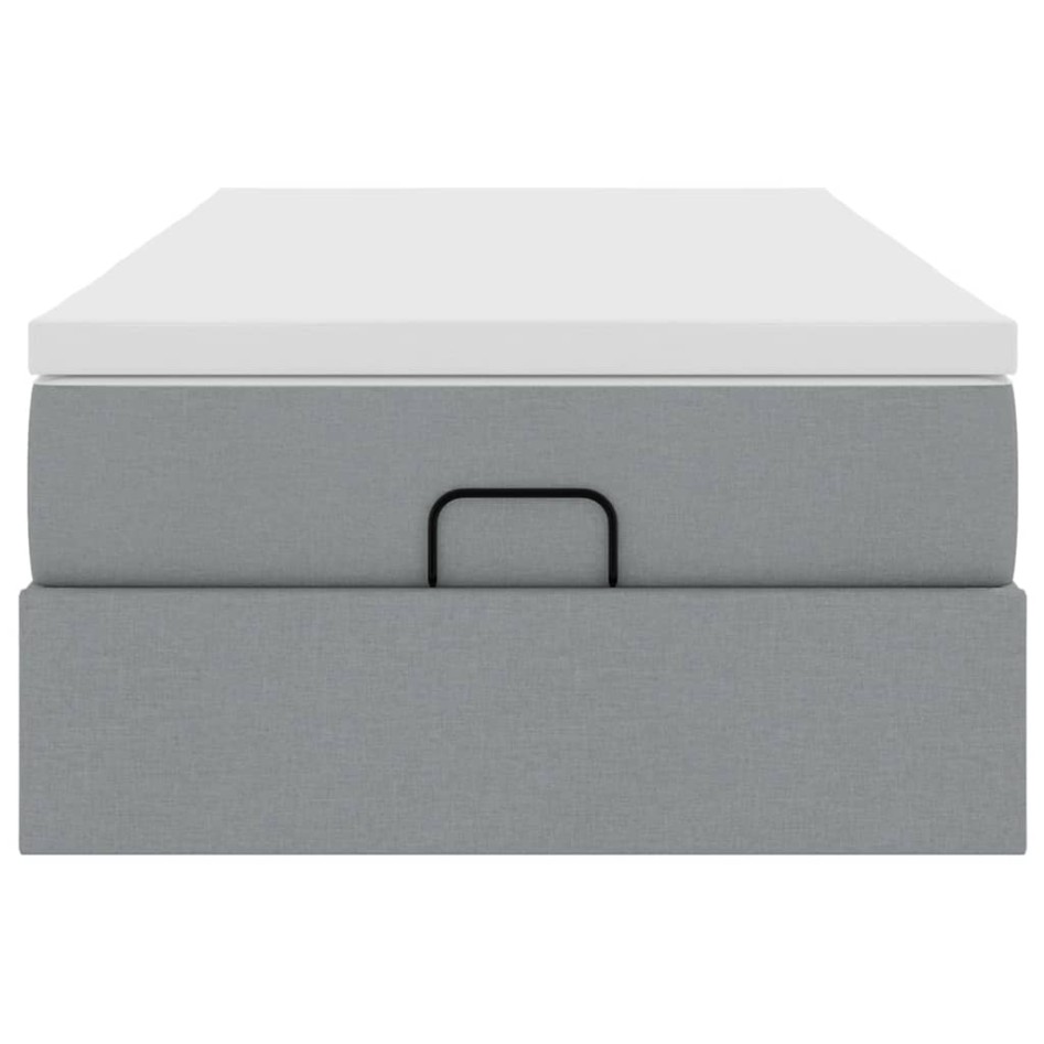 Estructura cama otomana con colchón tela gris claro